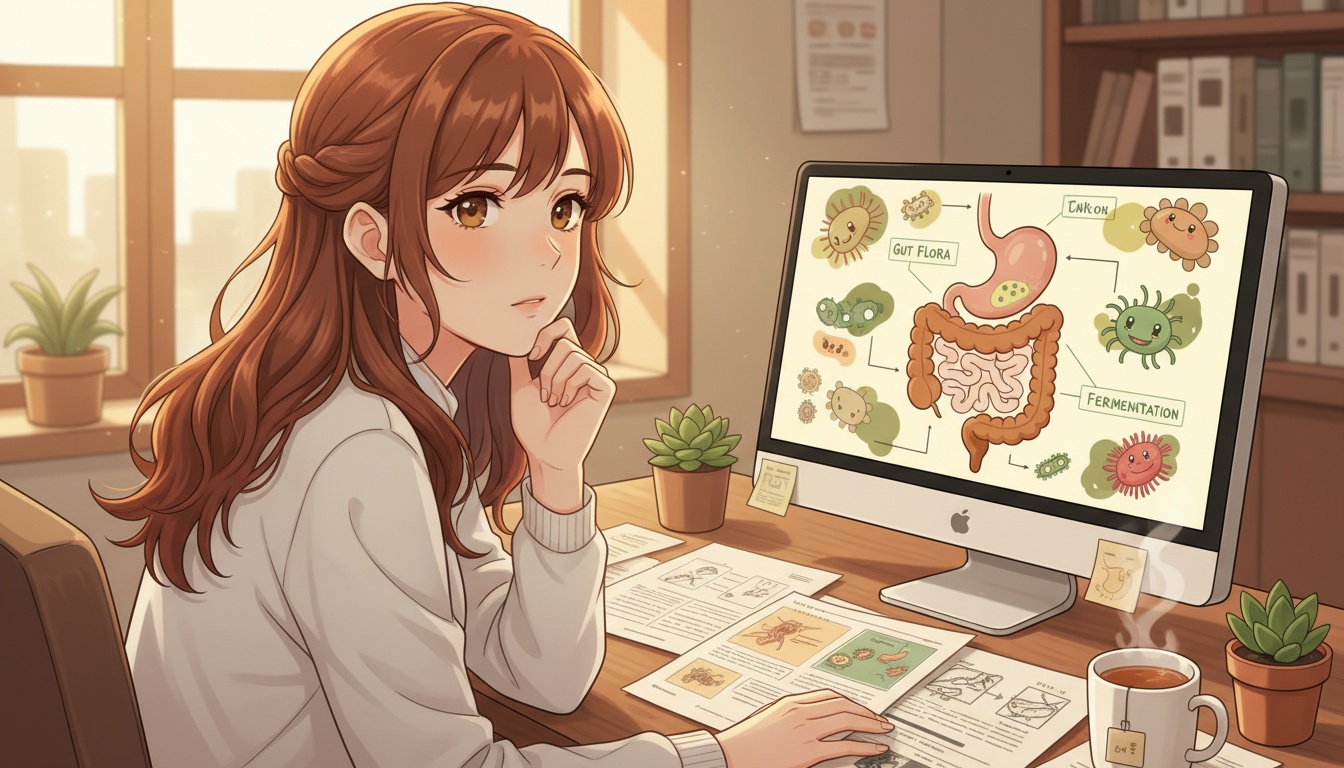 Naia reading research papers about inflammation and brain health