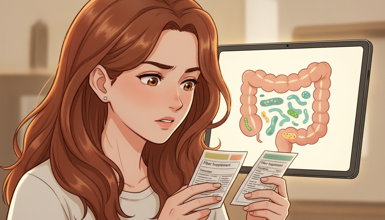 Naia reviewing fiber supplement research with a critical expression