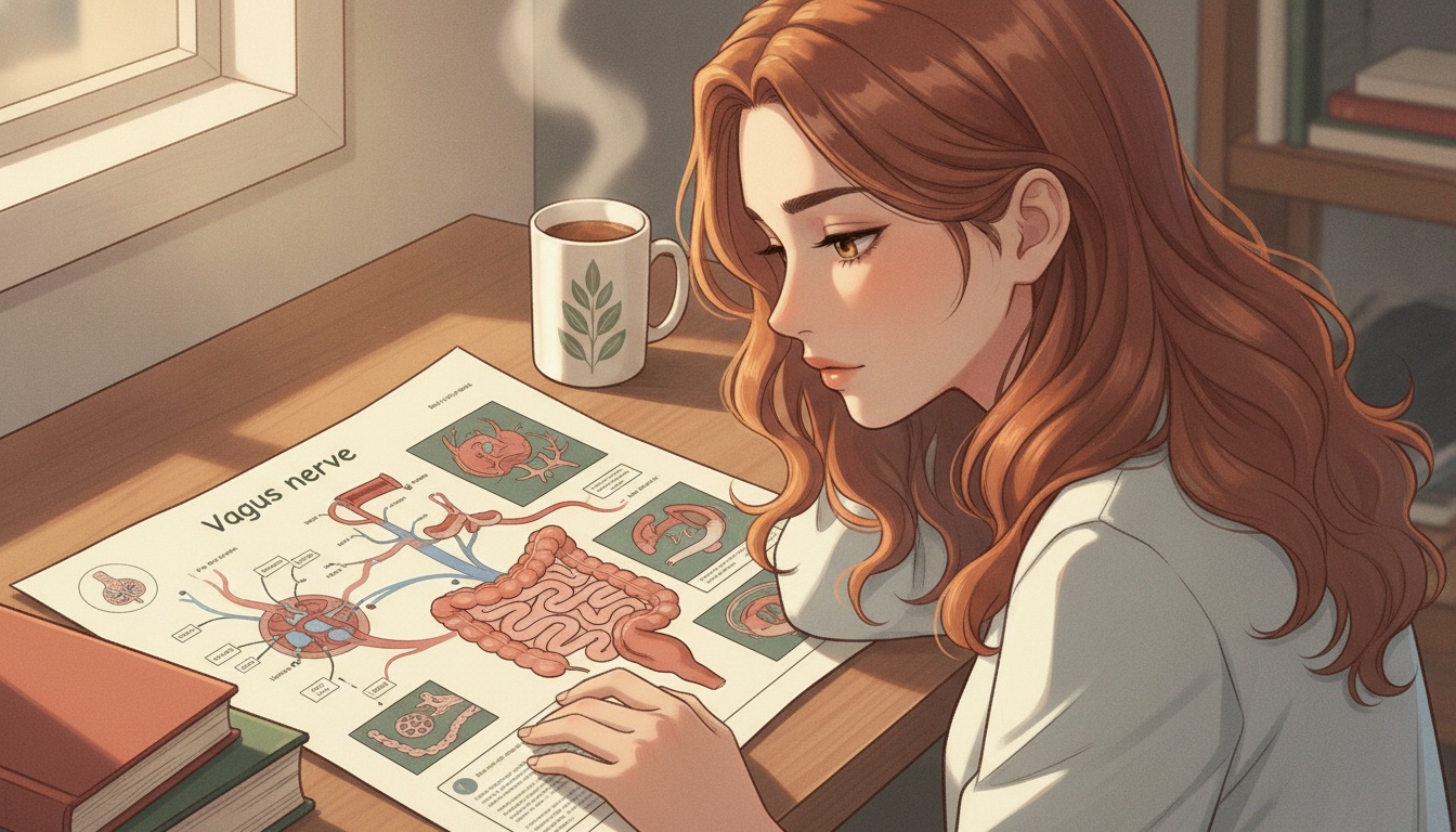 Naia examining vagus nerve anatomy diagram with gut-brain research papers